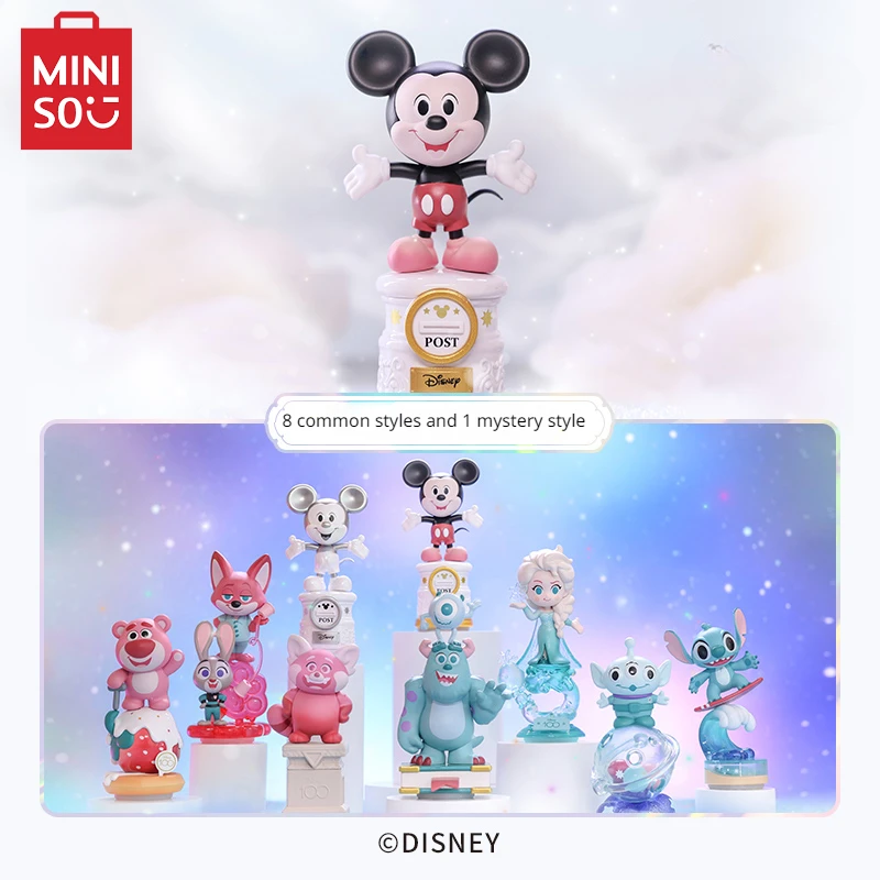 

MINISO Blind Box Disney 100th Anniversary Seal Series Model Kawaii Stitch Mickey Mouse Lotso Children's Toy Birthday Gift