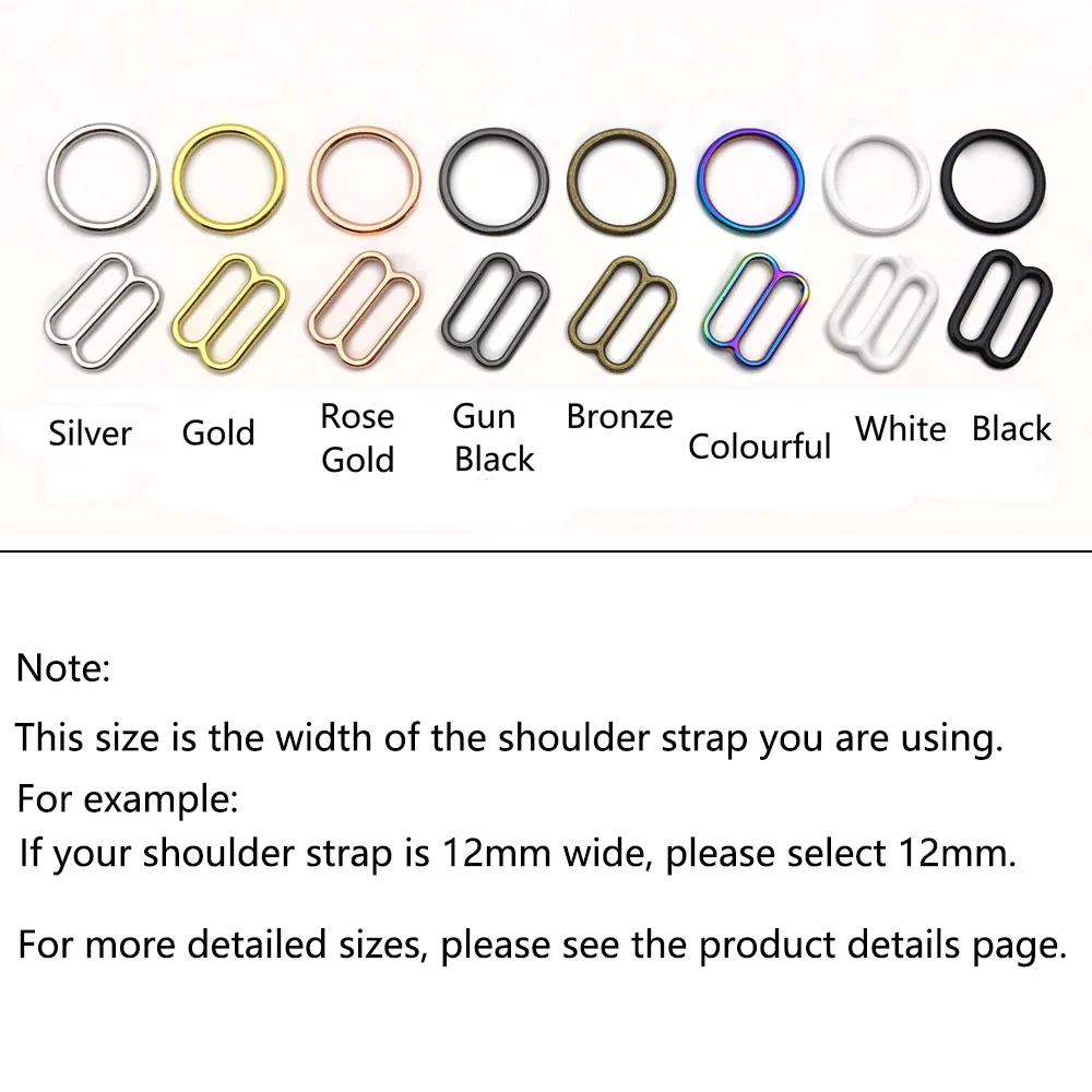 Wholesales 10 sets / lot (20 pcs) bra rings and sliders strap adjusters buckles 6 color underwear adjustment accessories