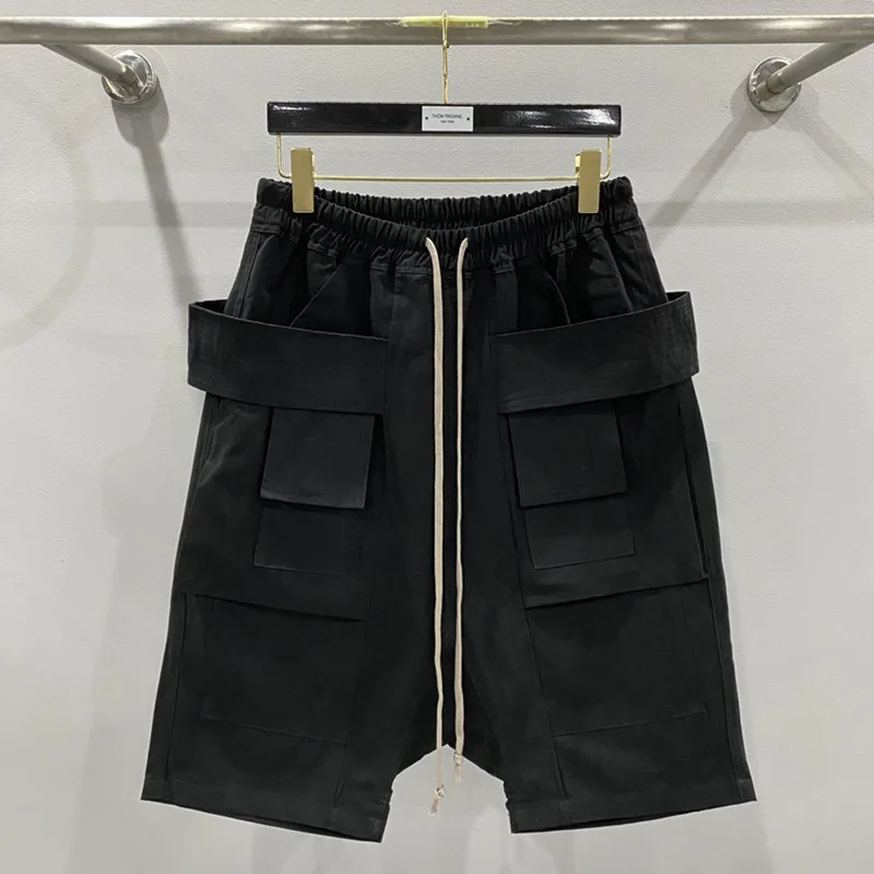 

Однотонные шорты для работы в европейском и американском стиле, классические черные шорты с двумя кольцами и несколькими карманами, весна-лето 2024