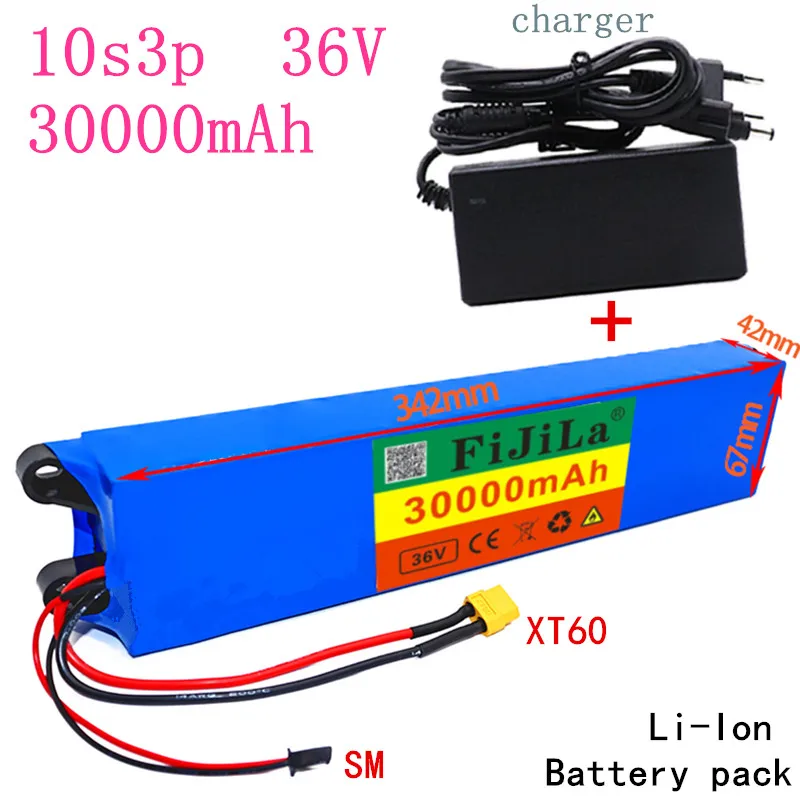 

2022 New 10S3P 36V 30Ah lithium ion battery pack, suitable for Mijia m365 pack electric scooter BMS + charger