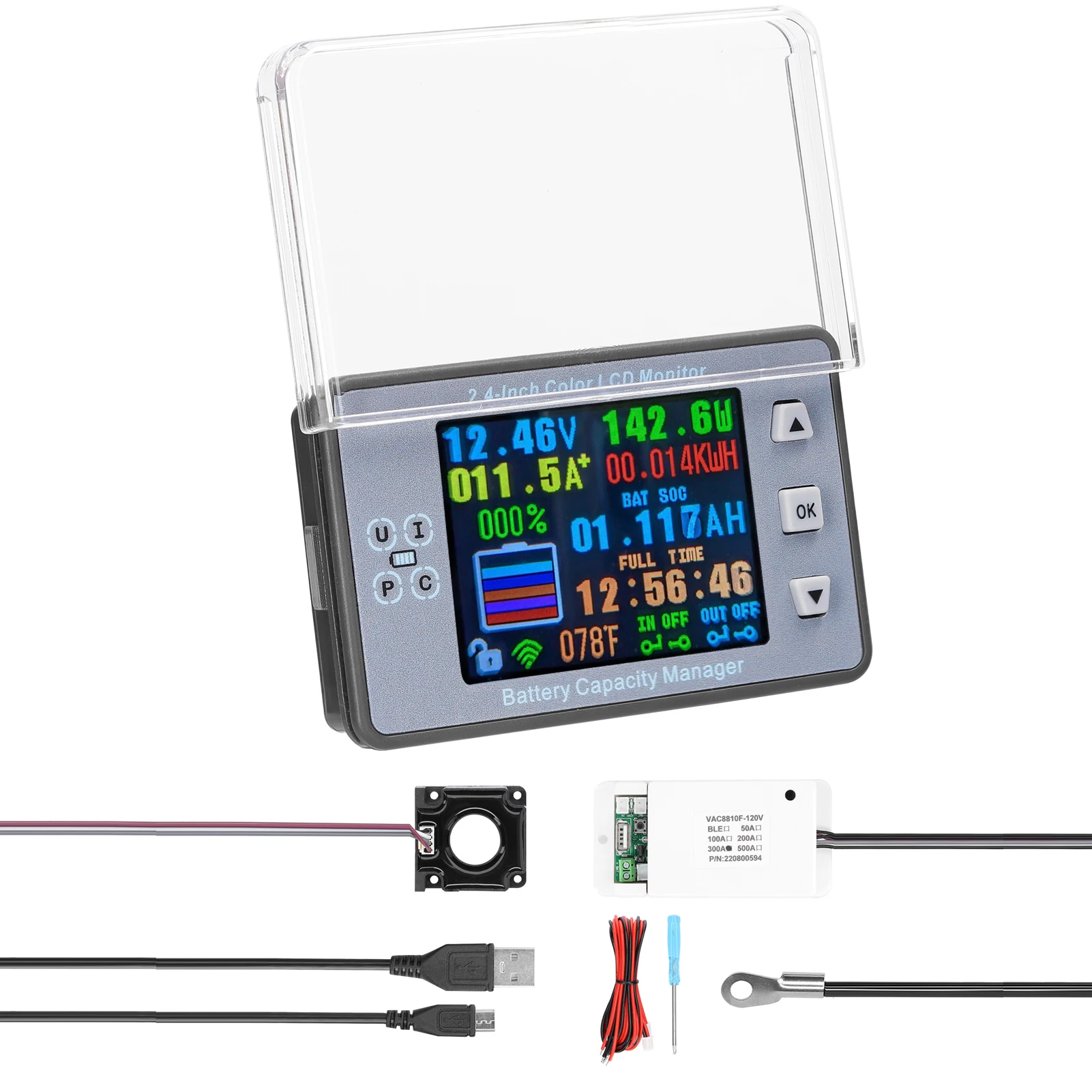 VAC8810F120V 300A Wireless Voltage Meter Ammeter Voltmeter Coulometer