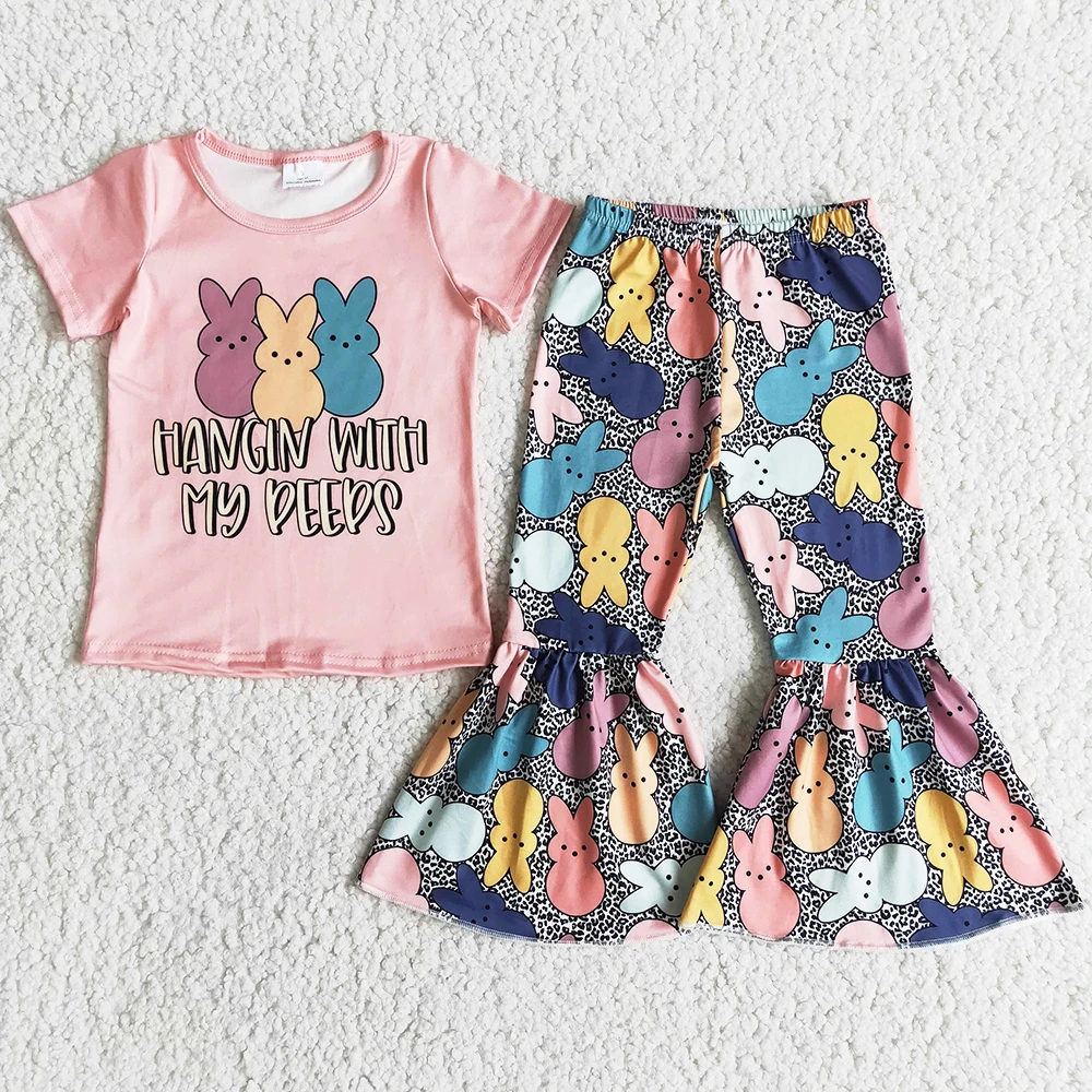 Conjunto de ropa de diseño para niños y niñas, conjunto de ropa con estampado de conejo, para el día de Pascua|set de - AliExpress