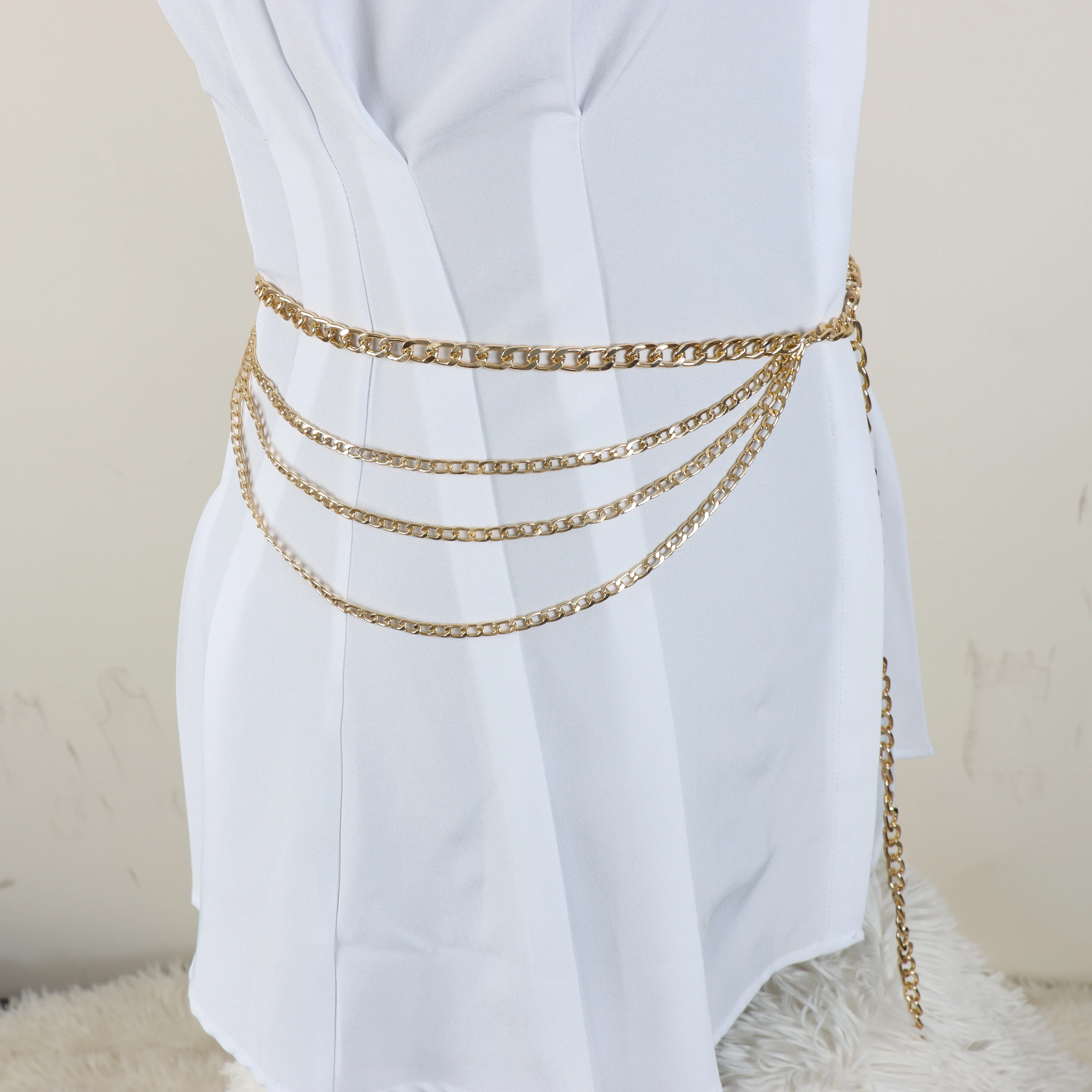 Mehrschichtige Taillenkette im Hip-Hop-Stil in Gold – E-Girl Clubbing-Körperkette, dekorativer Rock-Kettengürtel für Frauen – Detail 6
