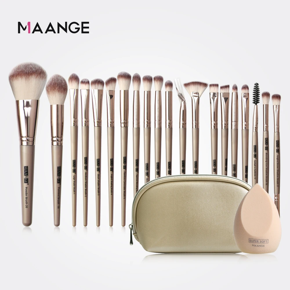 Makeup Brushes Set 12/18/20 PCS with Bag +1Pcs Sponge Beauty Powder Foundation Eyeshadow Make Up Brush Synthetic Wool MAANGE Pro makeup brushes makeup tool set makeup set