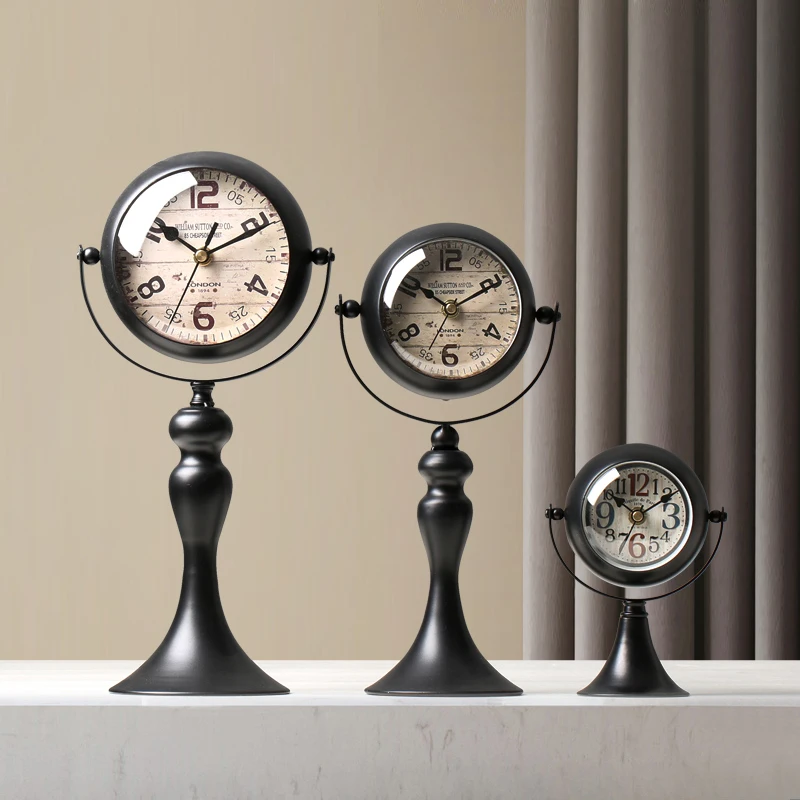 Light luxury wrought iron silent clock ornament, living room entrance decoration clock