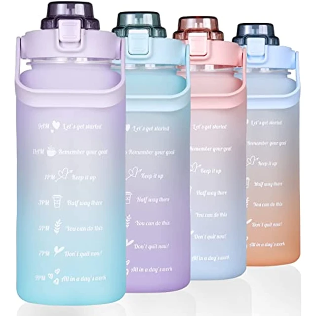 Botella de agua de 2 litros y 2000ML, botella de agua deportiva  motivacional con pegatinas de marcador de tiempo, portátil y reutilizable -  AliExpress
