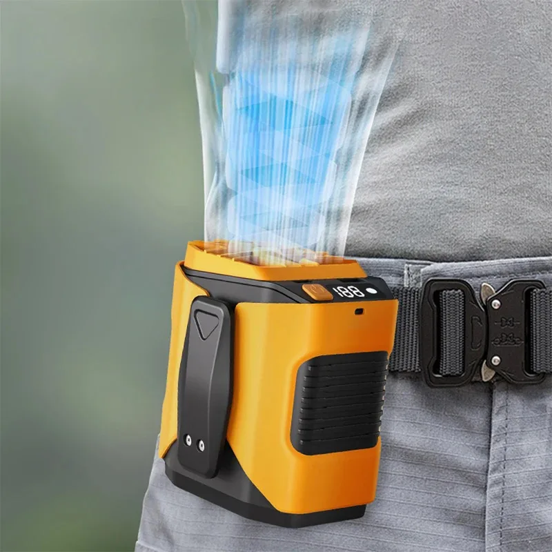 2026 NEW Large Battery Portable Waist Fan LED Lighting USB Hanging Neck Fan Rechargeable Personal Wearable Cooling Belt Clip Fan