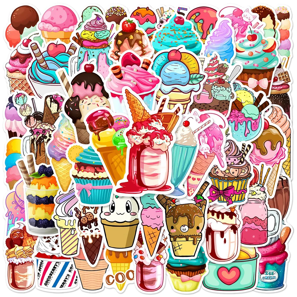 

10/30/50PCS Cartoon Ice Cream Waterproof Stickers Luggage Skateboard DIY Cool Graffiti Girl Gradient Cute Kid Sticker Decals