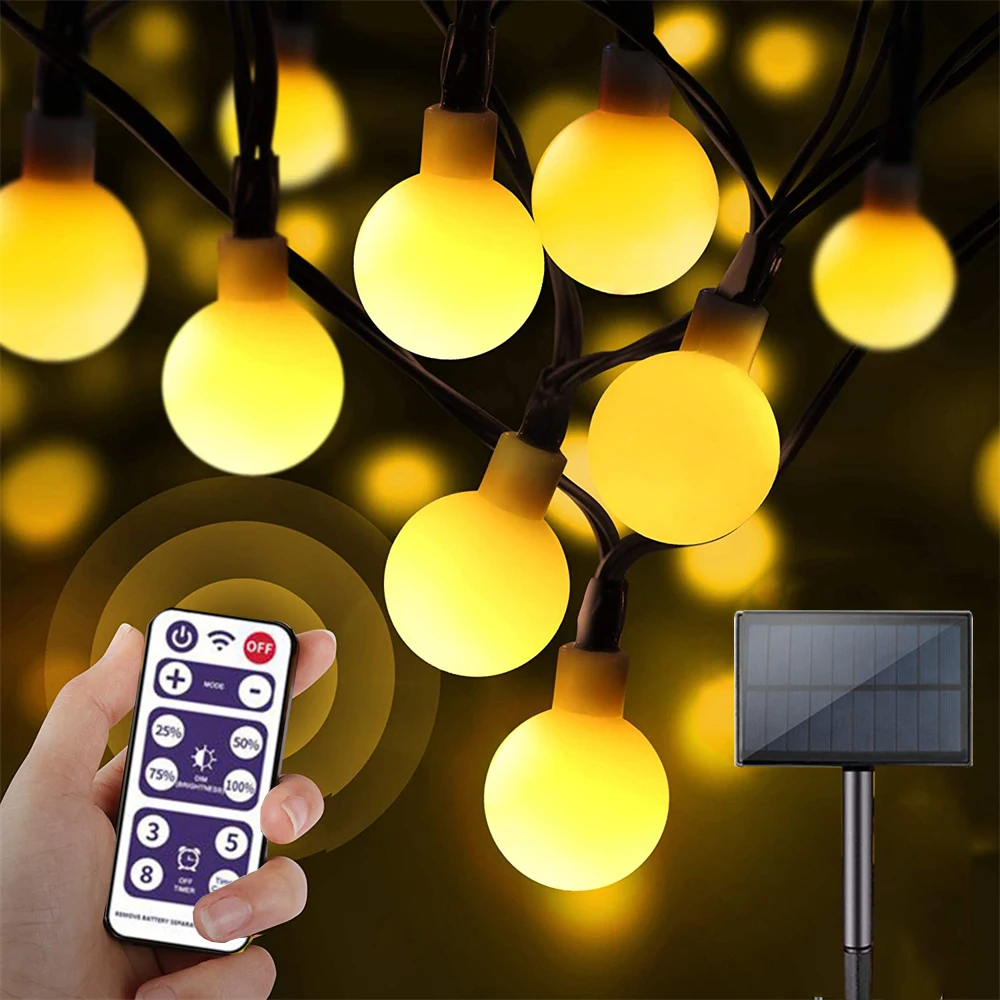 8 Modes Solar LED Ball Lights String 32-5m Holiday Outdoor Garden Light for Wedding Christmas New Year Party Backyard Decoration solar string light 8 lighting modes led fairy light waterproof decoration light warm white 7 meters 50 lights