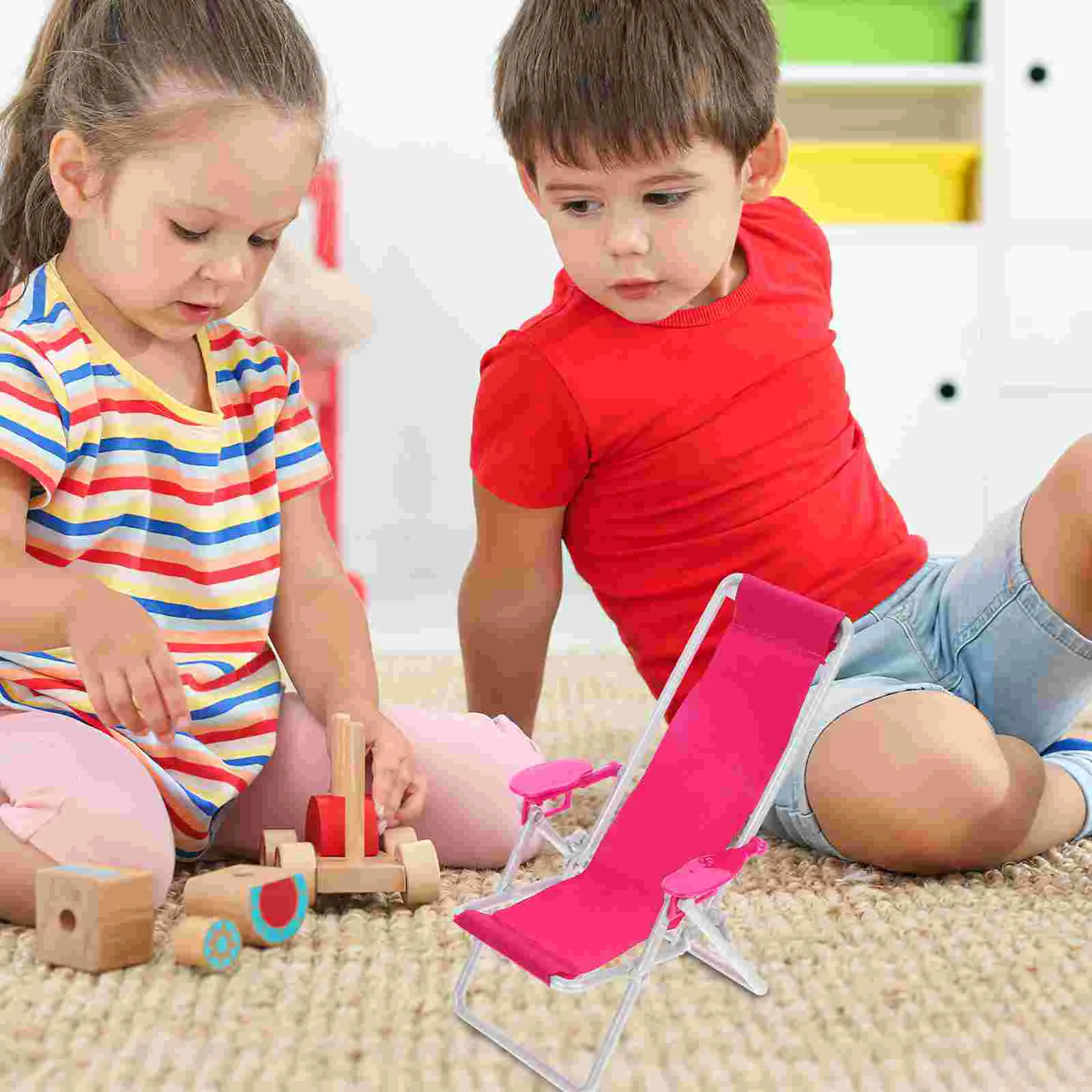 Mini Folding Bed Simulation Folding Chair Toy Mini Deck Chair Beach Chairs Outdoor Loungers Fishing Chairs Wooden Material