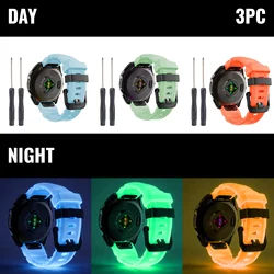 Luminous Unisex Sports Watch Strap - 3PCS 22/26mm - Quick fit 22mm (Blue green orange)