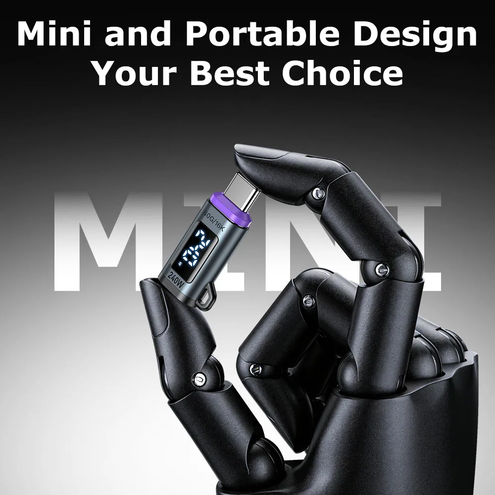 AUFU 24PIN 240W 자기 어댑터 디지털 디스플레이 USB C-타입 C 어댑터 고속 충전 USB4 커넥터 80Gbps(썬더볼트 5용)