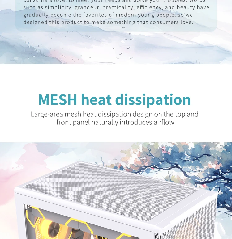 Computer Case Desktop DIY Itx Case Side Transparent Tempered Glass Water-cooled Gabinete PcM-ATX Case Gabinete Gamer 4