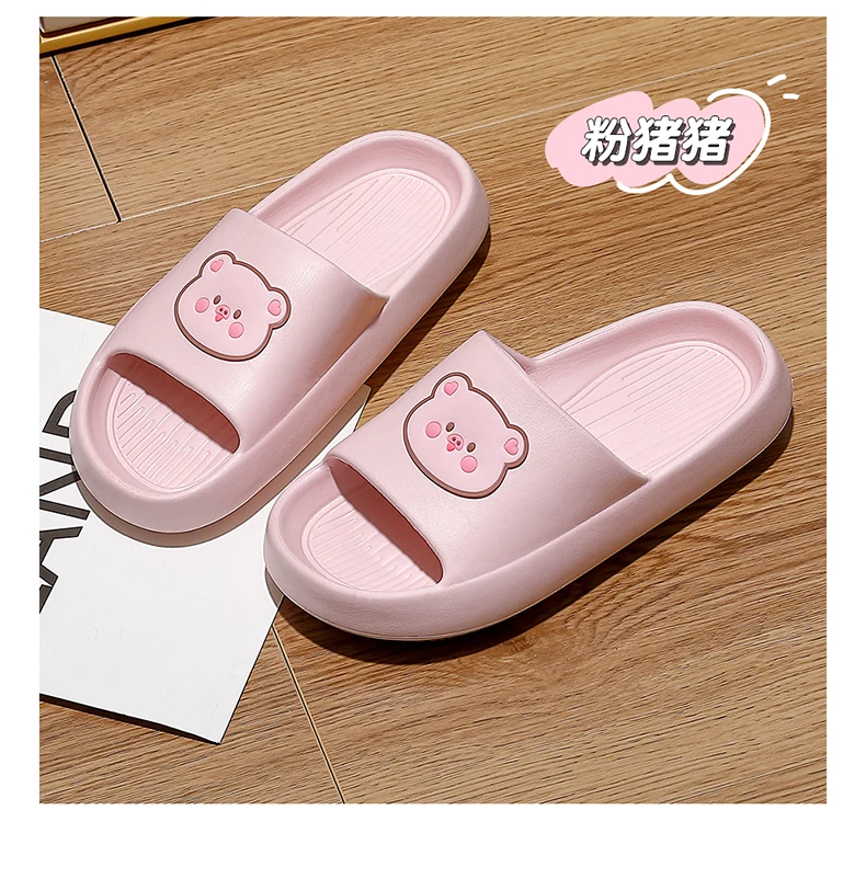 Cartoon Pig Summer Slippers Women Men Outdoor Beach Sandals Thick Soft EVA Anti-slip Sole Ladies Shoes Couples Men's Slippers