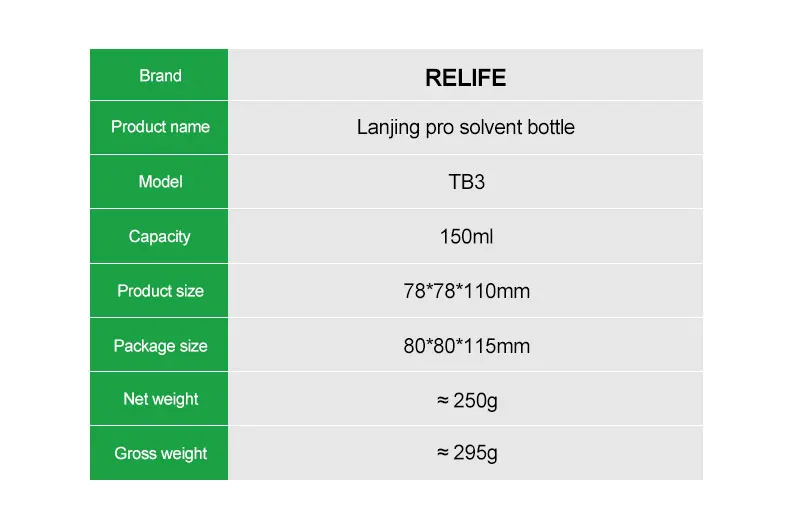 RELIFE TB3 Kupferkern-Lösungsmittelflasche für Handy- und Tablet-Reparatur, für Reinigungslösungen, Alkohol und andere Flüssigkeiten, enthält Werkzeuge – Detail 9