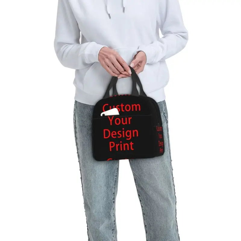 Custom Your Design Lunch Bag Customized Logo Cooler Thermal Insulated Lunch Box For Women Kids Work School Picnic Food Tote Bags