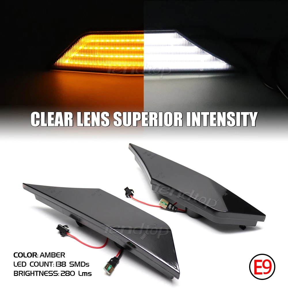 

2Pcs LED Flashing Dynamic Blinker Turn Signal Light White Parking DRL Side Lamp Indicator For Honda Civic 10th Gen 2016 - 2021
