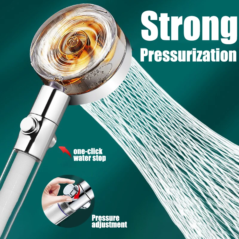Shower Head Propeller Water-saving Bathroom Shower Accessory Rainfall High Pressure Nozzle Universal Adapter