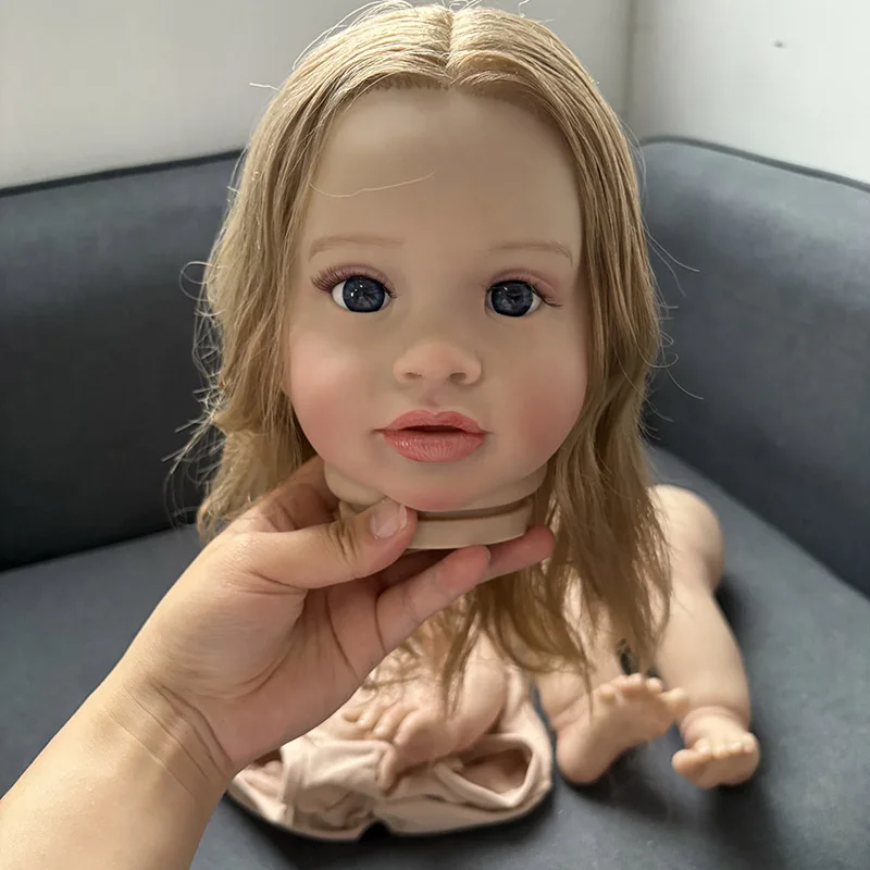 25inch Hand-Root Hair Pippa Reborn Doll Kit Unfinished Lifelike Awake Baby Multiple Layers Painting Doll Parts DIY Children Toys