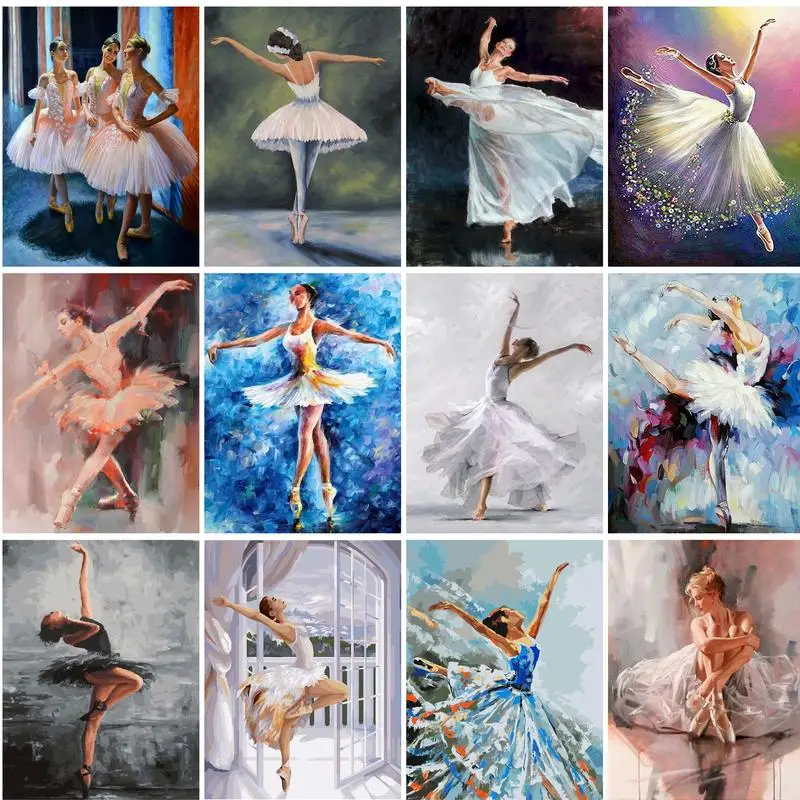 

PhotoCustom DIY Painting By Number Dance Girl Pictures By Numbers Portrait Kits Drawing On Canvas Hand Painted Paintings Art Hom