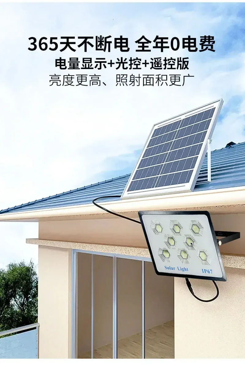 Description Picture 3 of item100W/200W Solar Outdoor Lamp Wall Lamp Courtyard Lighting LED Lighting Super Bright High Power Household Outdoor Floodlight HOT