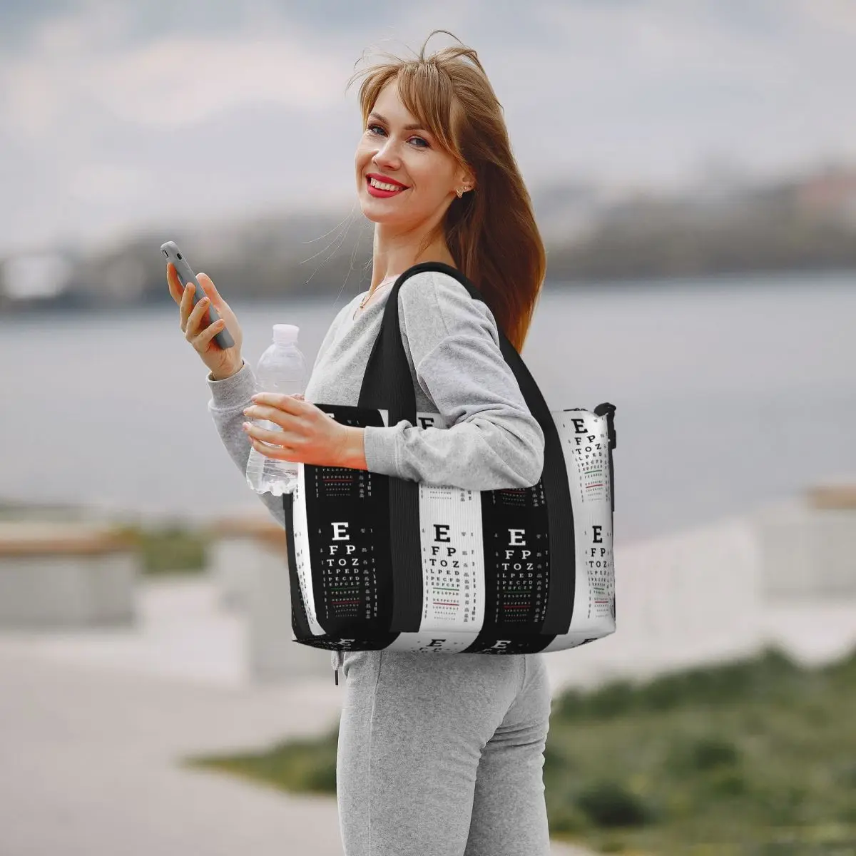 Large Snellen Chart Eye Test Tote Bag for Women Optometrist Optician Shoulder Shopping Gym Beach Travel Bag