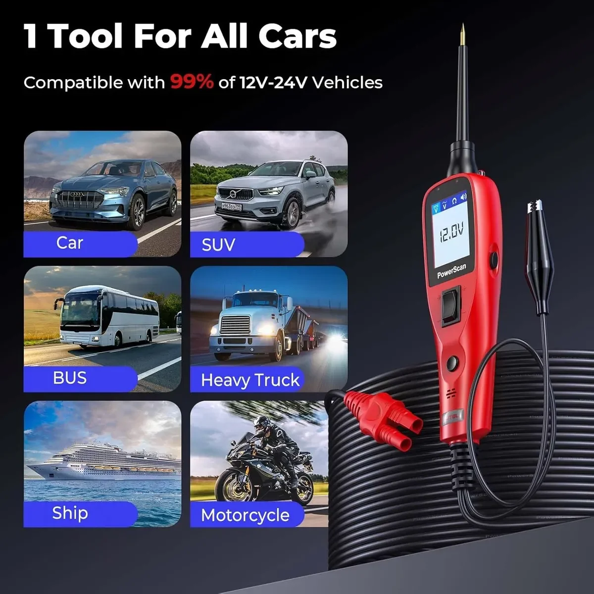 Circuit Tester Circuit Detector Probe Pen Tester Auto Diagnostic Scanner Voltage Test Pen 2025 Autel PS100 Automotive Circuit Tester Power Scan Probe Test Kit Electrical System AC DC Voltage Car Diagnostic Tool 12V 24V