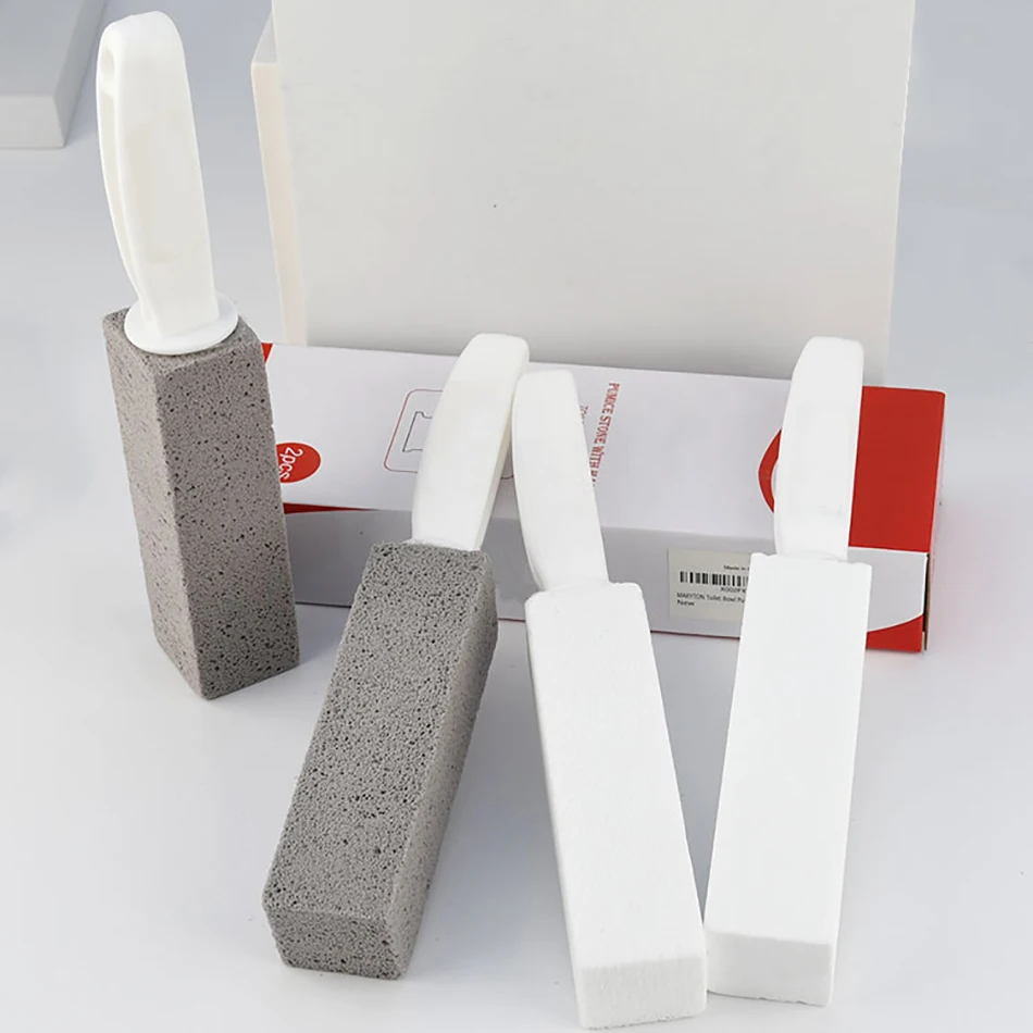 6 Pack Pumice Stone for Toilet Cleaning Brush with Handle Cleaner Hard Water Ring Remover for Bath/Pool/Kitchen/Household