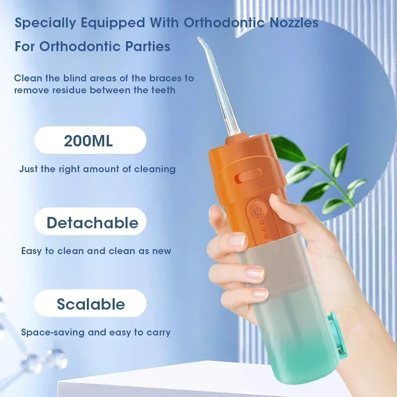 Portable Water Flosser USB Rechargeable Oral Irrigator Teeth Whitening Deep Clean Dental Care Spray Type for Fresh Oral Breath