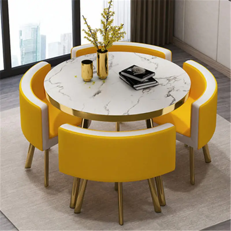Light luxury negotiation net celebrity office reception small round table chair combination shop dining table and chair