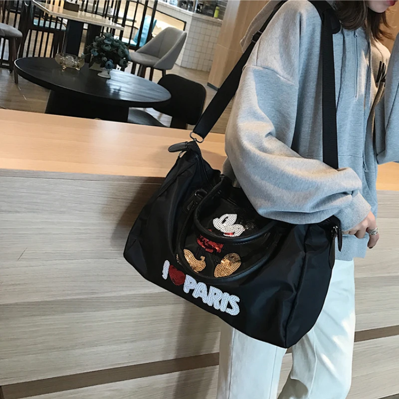 Travel Bags Disney Mickey's Large-capacity Fashion Fitness Luggage Oxford Cloth Men's and Women's Handbags