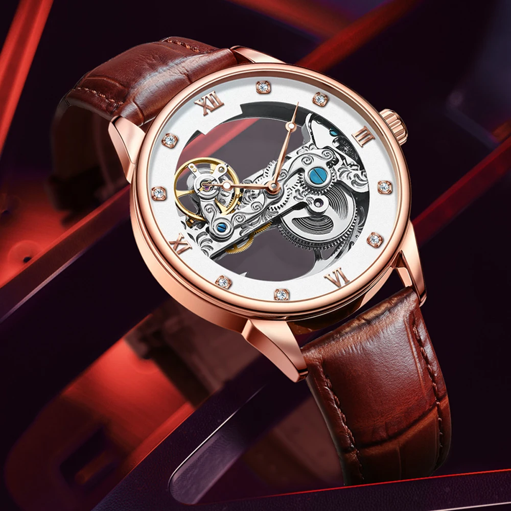 GUANQIN Hollow Men's Watches 2024 Top Brand Luxury Automatic Watch For Men Mechanical Wristwatch Clock Waterproof Sports Leather