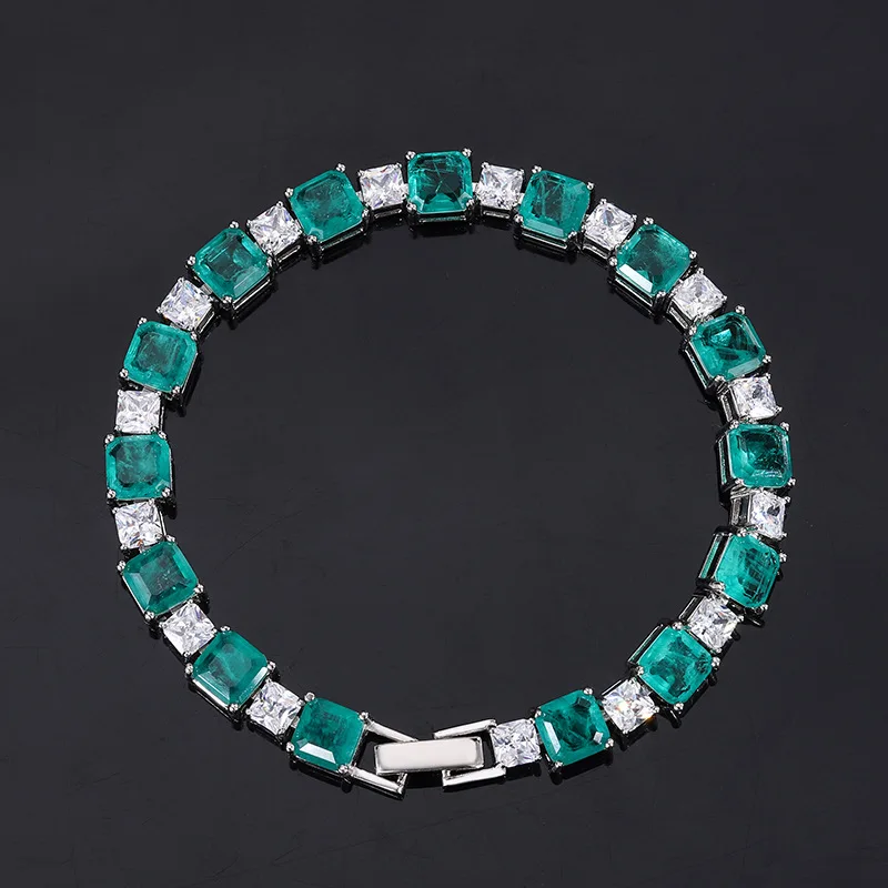 

KQDANCE 100% 925 Sterling Silver 6mm Artifical emerald ruby Tennis chain Bracelets Wedding Italian Style Fine Jewelry For Women