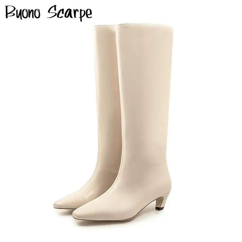 

Fashion Large Size Designer Women Boots Square Toe Chunky Heel Casual Knee High Shoes Female Luxury Elegant Slip On Knight Boots