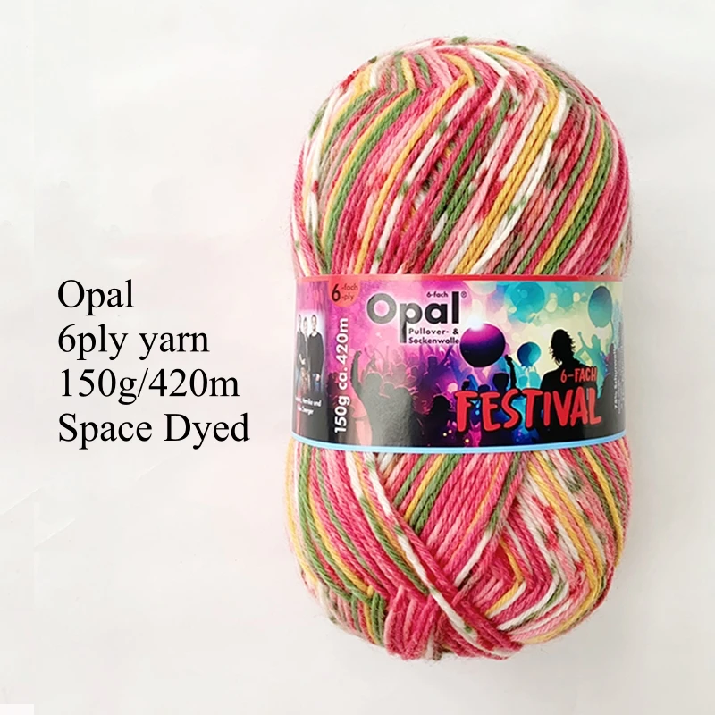 150g Opal Space Dyed/Uni Sock Yarn, Wool Nylon Blend Knitting Crochet Yarn, Fluffy Breathable for Sweater & Hats 2