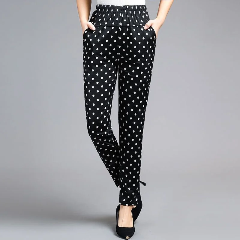 Summer Middle-aged And Elderly Women's Casual Loose Floral Printed Pants High Waisted Elastic Mother's Trousers