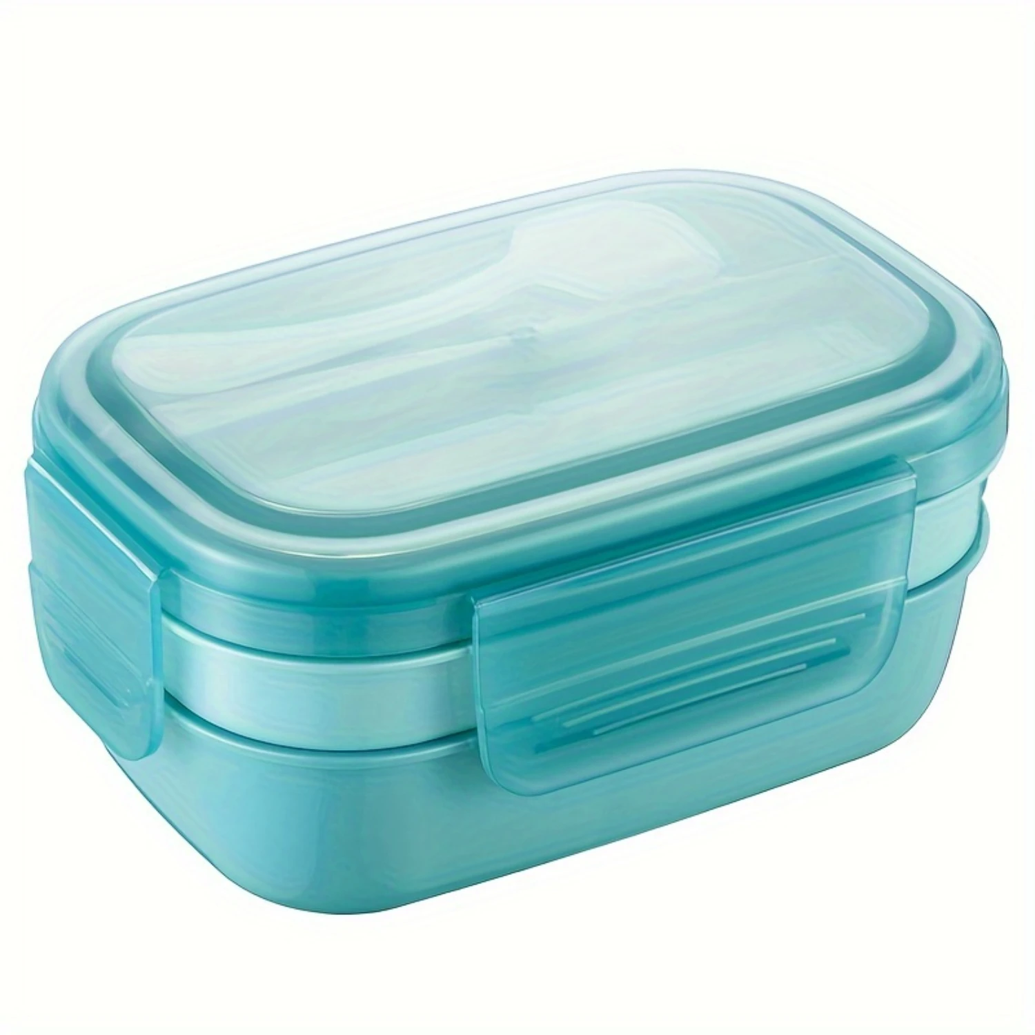 1pc Portable Lunch Box, 3 Stackable Bento Lunch Containers for Adults, Modern Minimalist Design Bento Box with Utensil Set, Leak