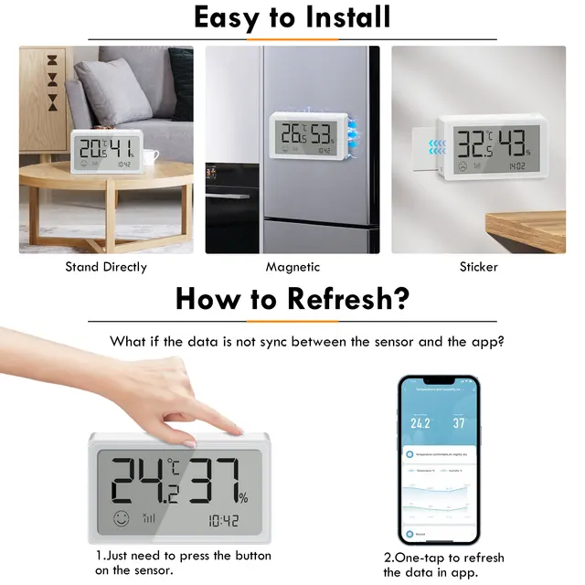GIRIER Tuya Smart ZigBee Temperature and Humidity Sensor Digital Thermometer Indoor Hygrometer Compatible with Alexa Hey Google 6