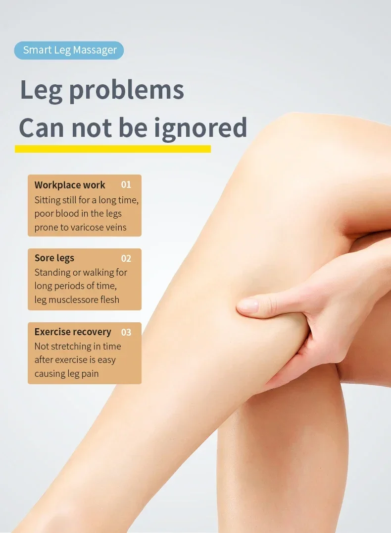 Nuovo massaggiatore per polpacci a pressione d'aria a 360° con 5 modalità di rilassamento dei muscoli delle gambe e dei piedi, favorisce la circolazione sanguigna_voghion.com