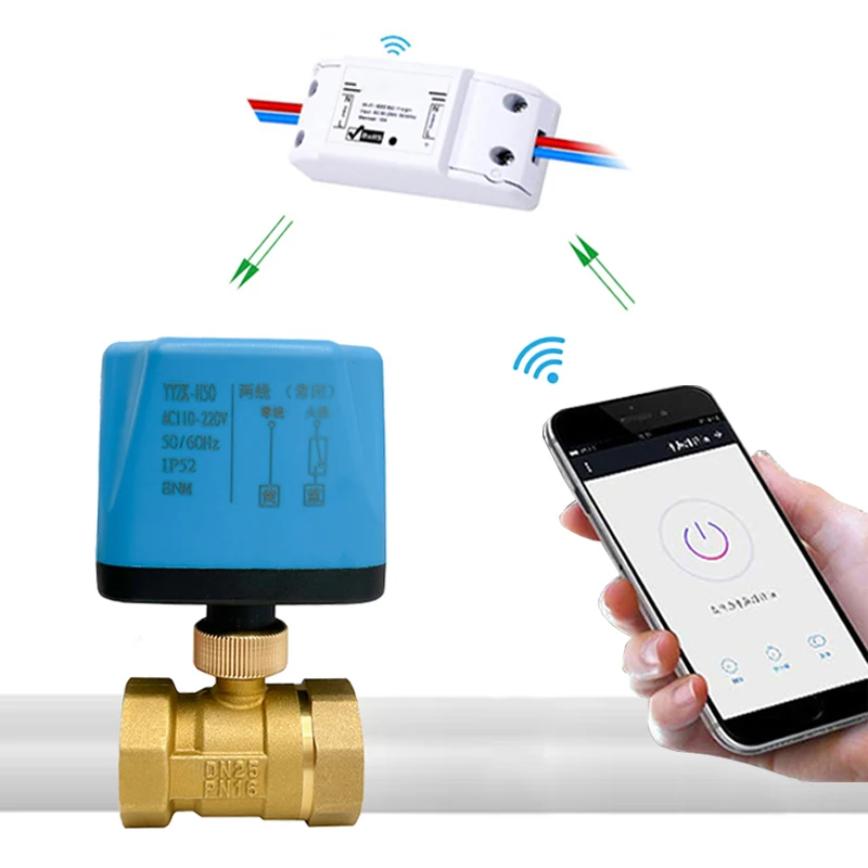 Tuya Wifi Interruptor Inteligente Válvula de Esfera Motorizada Água Timing Controlador Auto Valve Funciona com Alexa Google Home 220v ac