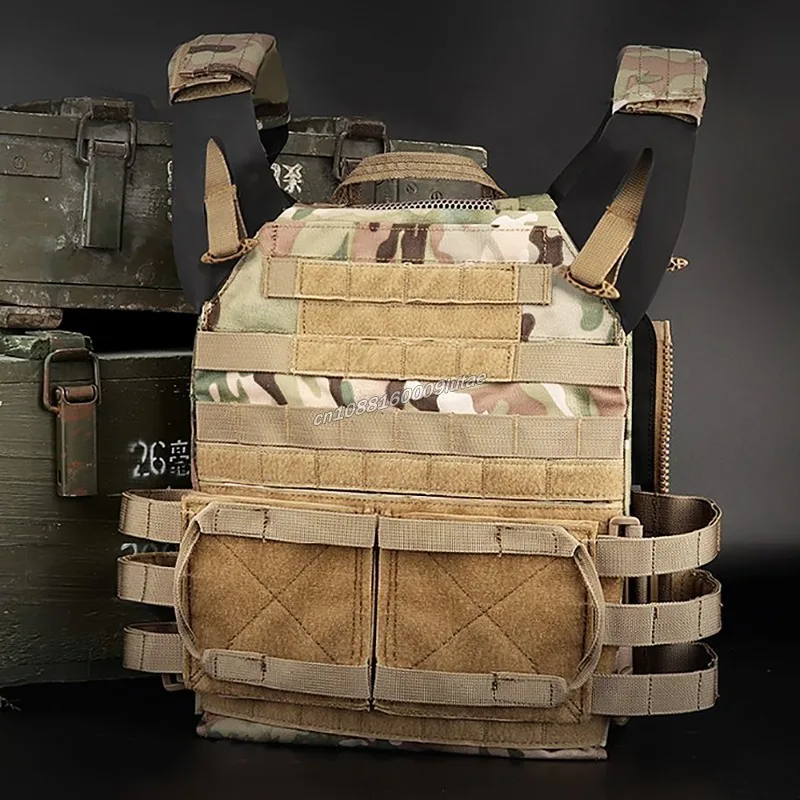 JPC 플레이트 캐리어 2.0 전술 조끼 사냥 경량 퀵 릴리스 바디 아머 Molle Zip-on 패널 파우치 Airsoft Molle Gear
