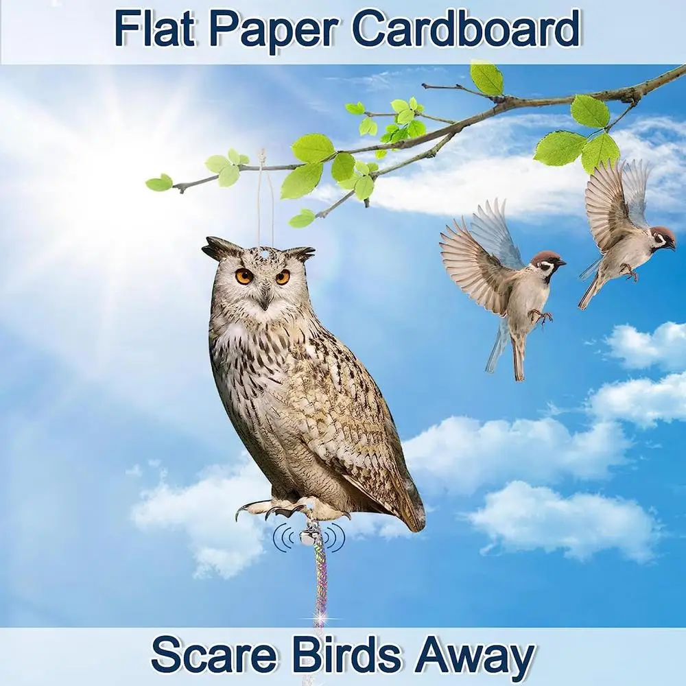 Description Picture 4 of itemAcrylic Flat Scarecrow Owl Bird Repellents Bird Scare Realistic Fake Owl Protector Deterrents Pests Repellent Garden Decoration