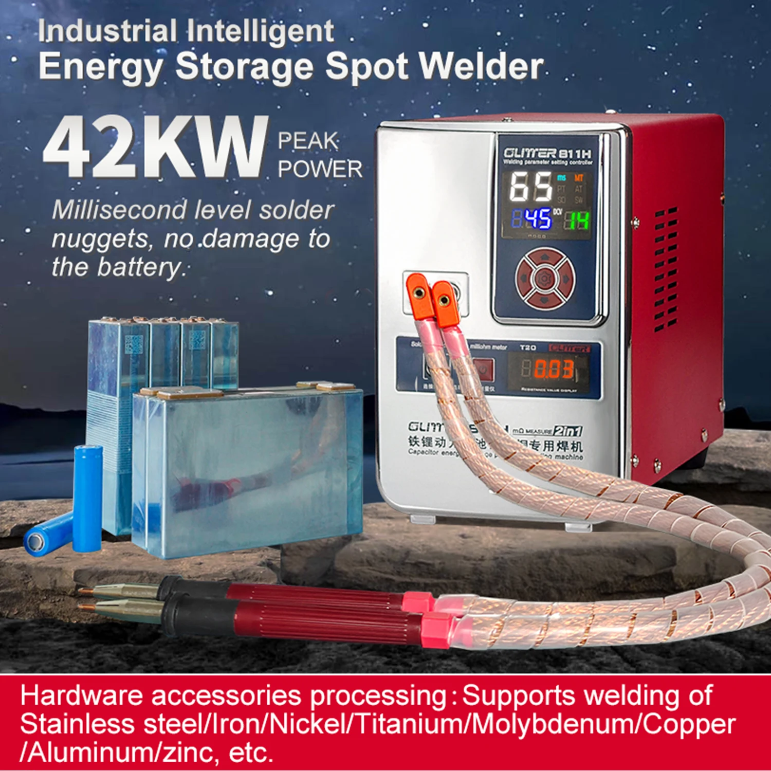 SUNKKO 811H 36KW 42KW 700A spot welder aluminum to copper nickle battery spot welding machine for Iron lithium battery