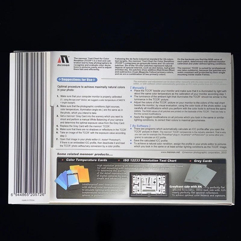 Professional 24 Color Card Test for Superior Digital Color Correction RFN-027 Card for Studio Video Photography Accessory