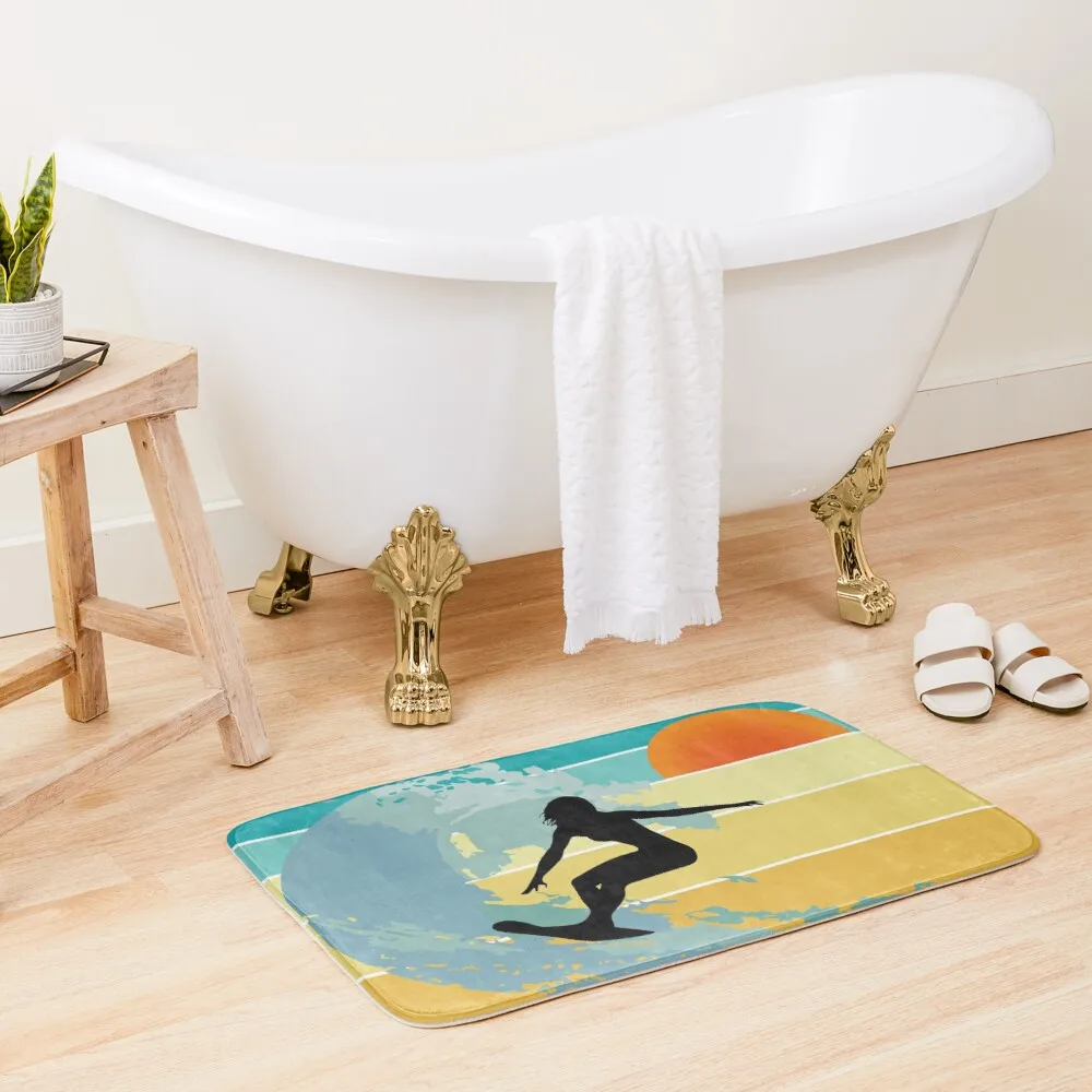 

Sorry, I can't, I have a board meeting, Surfer Girl Silhouette at sunset Bath Mat Bathroom Mat