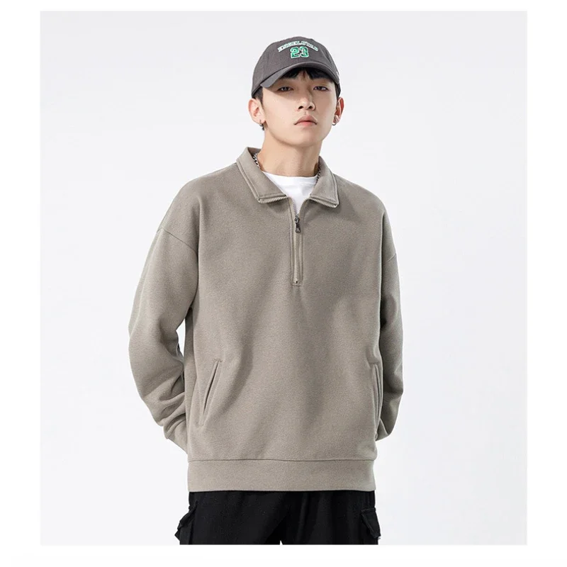 Men's New Fall and Winter Loose High Neck Cotton Sweater Solid Color Pullover Fashion Casual Personality Jacket Men Clothing