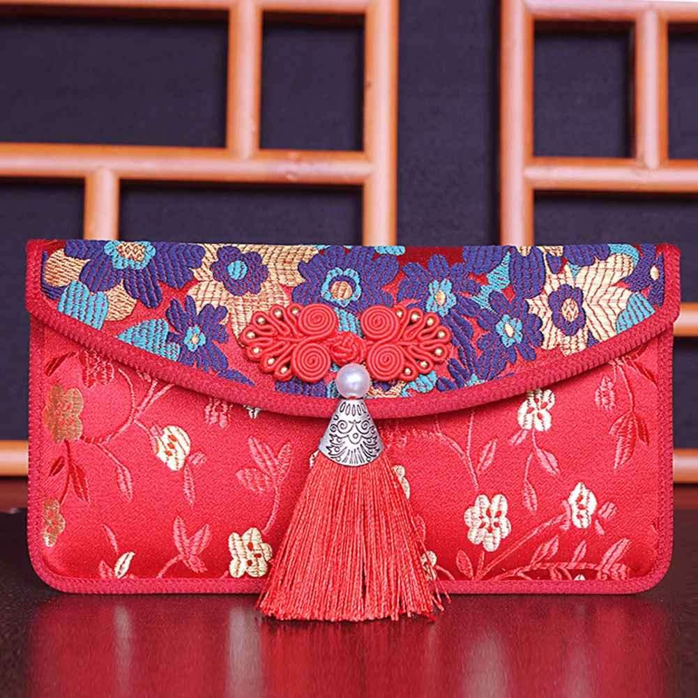 2022 Tassel Chinese Style Fabric Red Envelope Pocket Embroidery Chinese New  Year Red Packet Money Bag for Couple Wedding - AliExpress