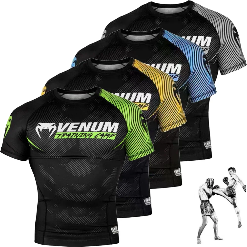 Mma Men Traspirante Compression Boxing Jersey Muay Thai Outfit Felpa Wrestling Skinny T-Shirt Ad Asciugatura Rapida