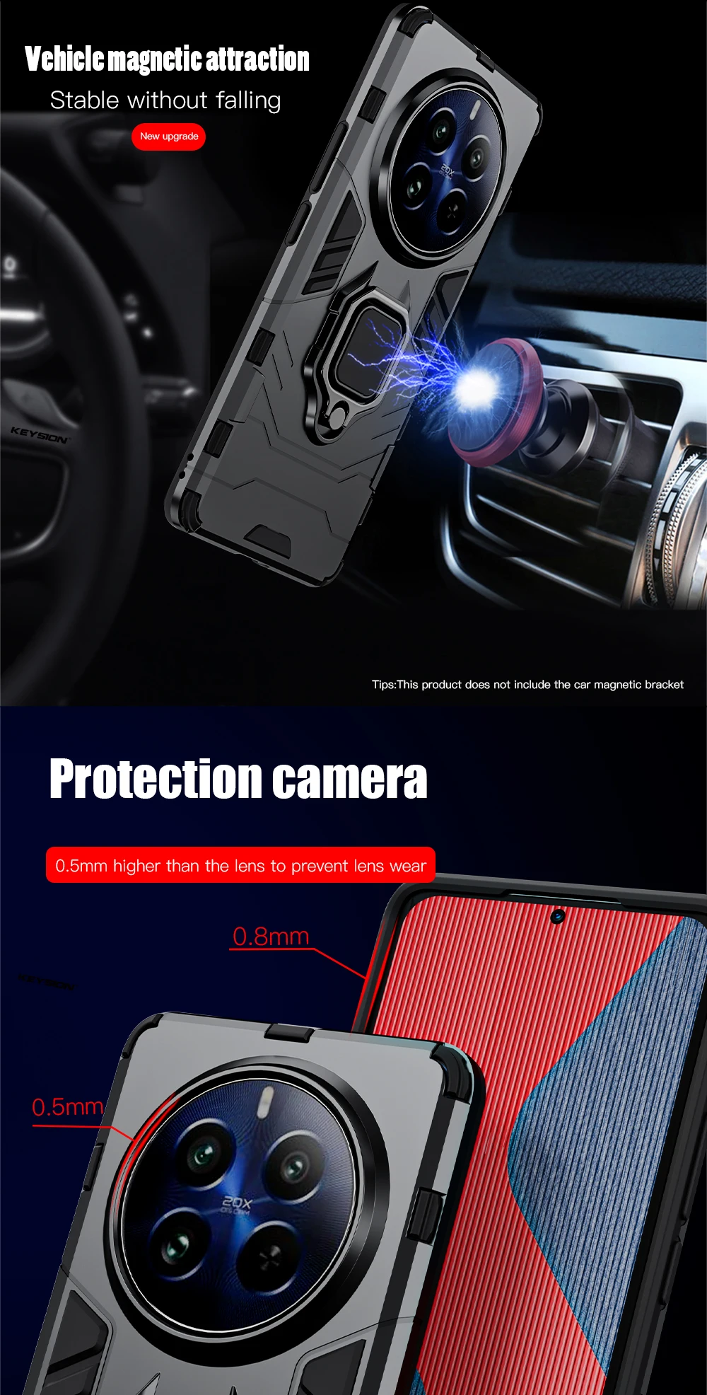 KEYSION stoßfeste Rüstungshülle für Realme 12+ 5G 12 Pro, Silikon + PC, Metallring, Ständer, Halter, Handyhülle für OPPO Realme 12 Pro+5G – Detail 4