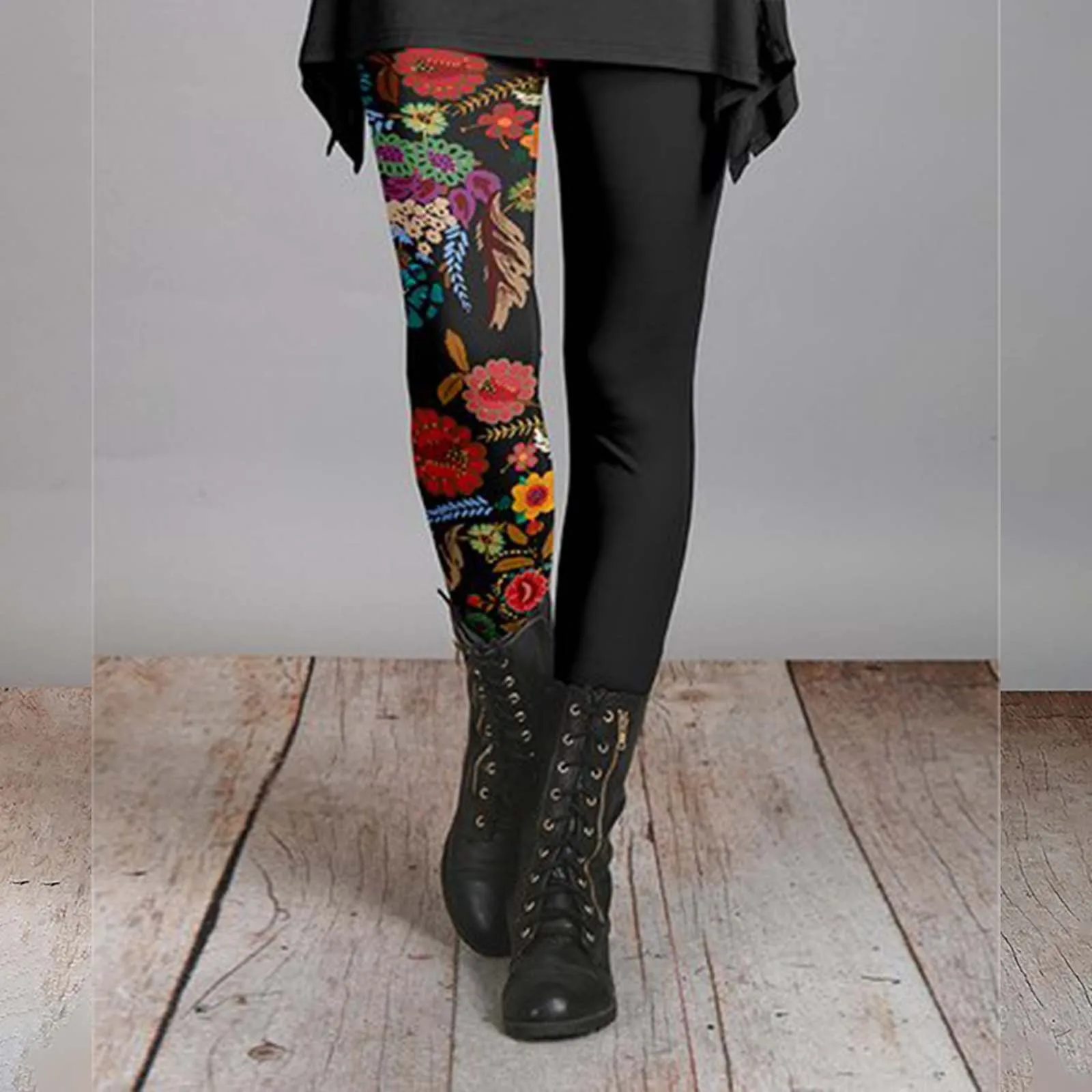 Women's Autumn And Winter Leggings Artistic Splash Printed Soft Stretchy Pants